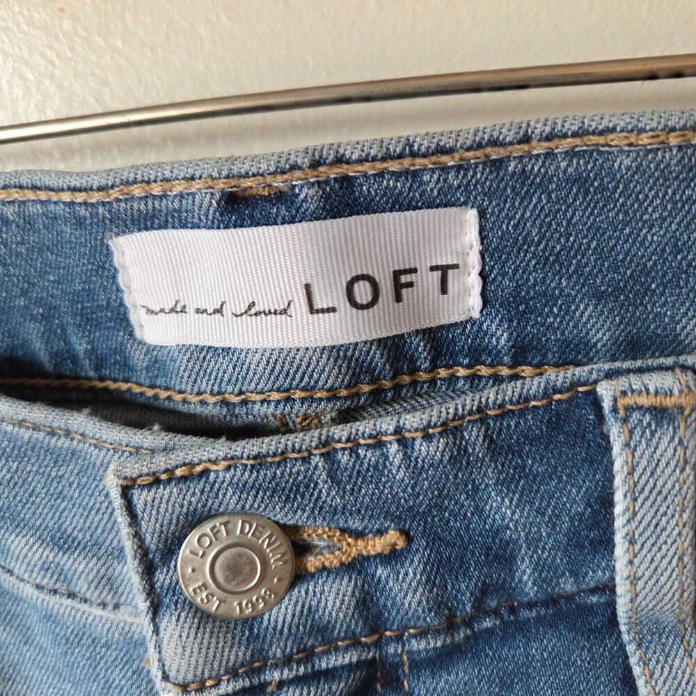 EUC LIKE NEW LOFT THE SKINNY RAW HEM STRETCH JEANS SIZE 31/12 WOMENS - Picture 9 of 14